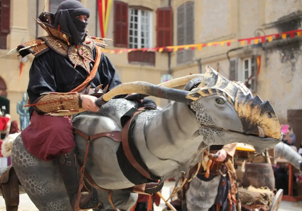 artistes du spectacle Chasseurs de Drakes en performance de rue